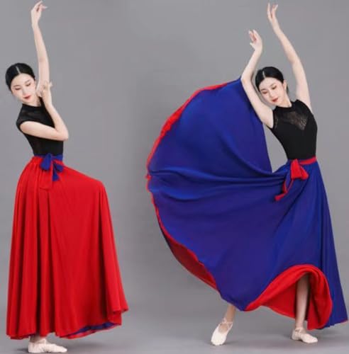 Women's Fairy Lyric Dance Skirt - Gradient Chiffon Ballet & Modern, One Size, Red & Royal Blue