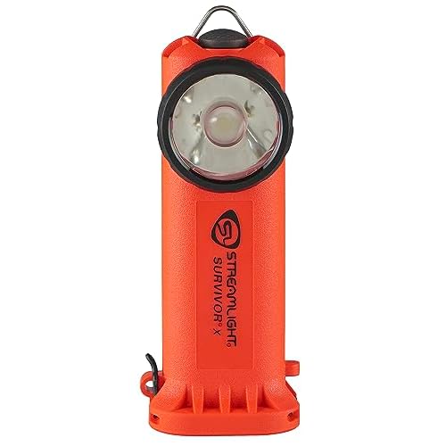 Streamlight 90044 Survivor X USB 250-Lumen USB Rechargeable Right-Angle Firefighter's Flashlight with Rechargeable Battery Pack, Orange