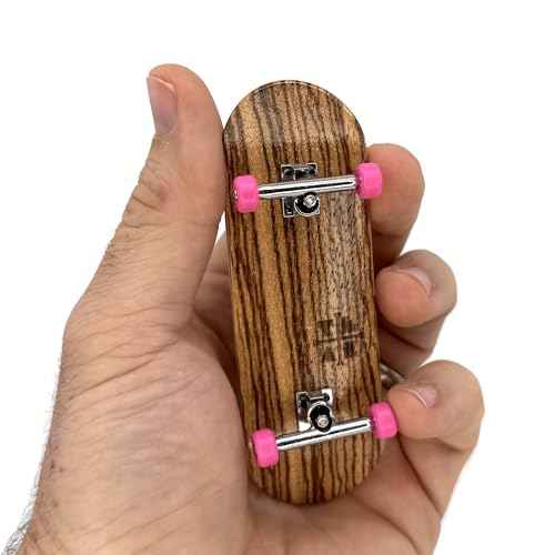 Teak Tuning 32mm Pro Fingerboard Complete - Fully Assembled with Pro Level Components - Pro Shaped Wooden Deck (32x97mm), UltraSpin Bearing Wheels, Prodigy Gen2 Trucks - Pink Zebra