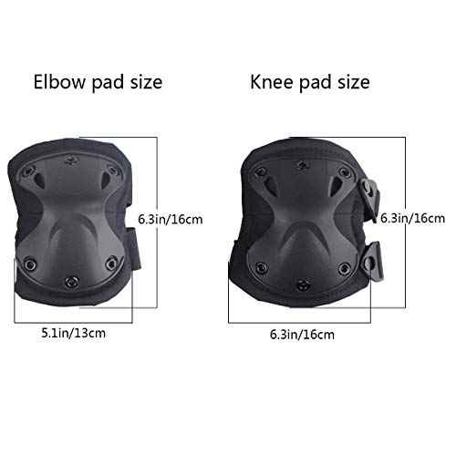 AOUTACC Tactical Combat Knee & Elbow Protective Pads Set for Outdoor CS Paintball Game Cycling Safety Skateboarding Gear Skates Knee Protection Guard Pads