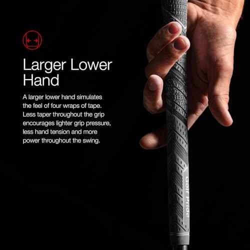 Golf Pride MCC Plus4 Golf Club Grip - All-Weather Hybrid Grip with Larger Lower Hand - Brushed Cotton Cord & Pebbled Texture - Standard - Red