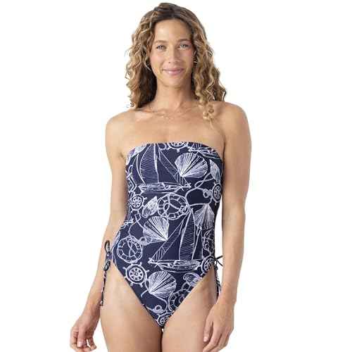 Nautica Women's Swimsuit? Bandeau, Slimming Tummy Control, Strap, Quick-Dry, Removable Pads, UPF 50+