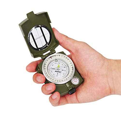 AOFAR Military Compass,AF-4580 Lensatic Sighting, Waterproof and Shakeproof with Map Measurer Distance Calculator, Pouch for Camping, Hiking
