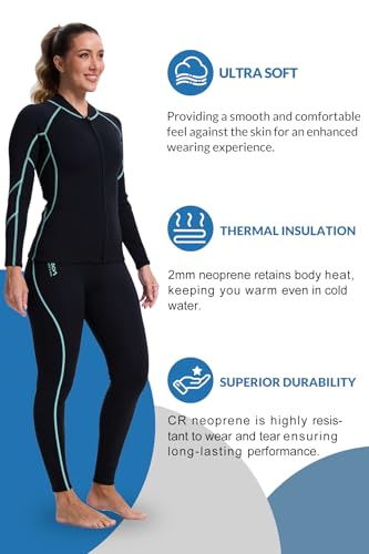 Green/Line Women's 2mm Super Stretch Wetsuit Pants & Shorts - High-Waist, UV & Cold Water Protection