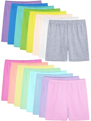 16 Pack Girls Dance Shorts Toddler Biker Under Dress Cartwheel Set - 4-5T, Gray Pink Yellow