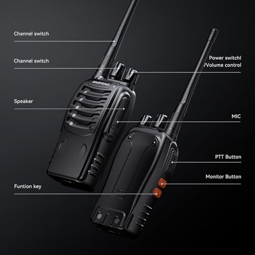 BAOFENG BF-888S Walkie Talkies for Adults Rechargeable Long Range 16 Channel Professional Walky Talky and Security Headphones Flashlight Li-ion Battery and Charger (10 Pack)