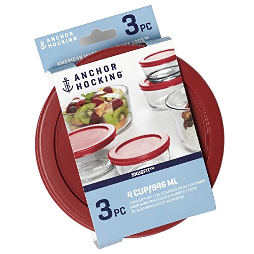 Replacement Lids for 4-Cup Glass Food Storage Containers - Set of 3, Compatible with Pyrex