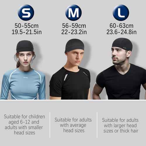 GXCROR 3 Pack Cooling Skull Cap with Sweat-Wicking & Anti-Odor Technology Quick-Dry Helmet Liner for Cycling Motorcycle