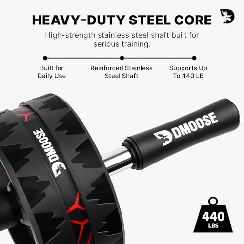 Ab Roller Wheel with Elbow Support & Knee Pads - Core Strength Workout Equipment - Black Red