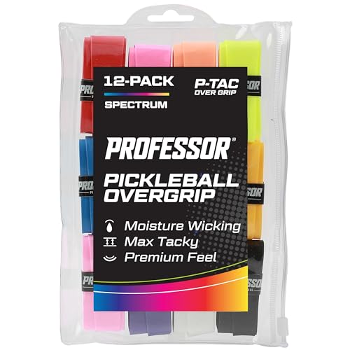 Professor P-Tac Pickleball Overgrip Spectrum 12-Pack Max Tacky Moisture-Wicking Anti-Slip