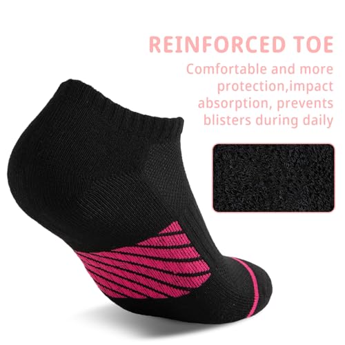 Ankle Socks for Women 8 Pairs Athletic Running Cushioned Low Cut Socks - Black