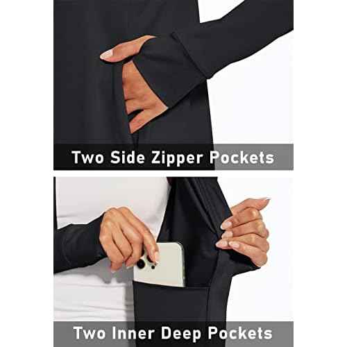 MAGCOMSEN Women's UPF 50+ Lightweight Athletic Jacket Sun Protection Full Zip Long Sleeve Shirts Hiking Outdoor Pockets