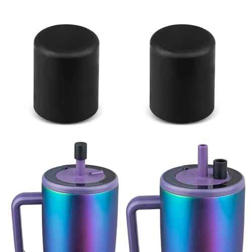 2 Pack Magnetic Straw Caps Compatible with Br?Mate All Era and Resa Tumblers, Silicone Straw Caps Toppers Compatible with Brumate Accessories, Covers Protectors BPA Free (Black)