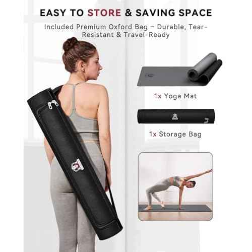 HAPBEAR Large Yoga Mat 72"x30" - 5mm Thick PU Top & Rubber Bottom - Non-Slip Wide Exercise Mat with Dual Layers - High Shock Absorption for Professional Yogis & Home Workouts - Bonus Oxford Bag Included