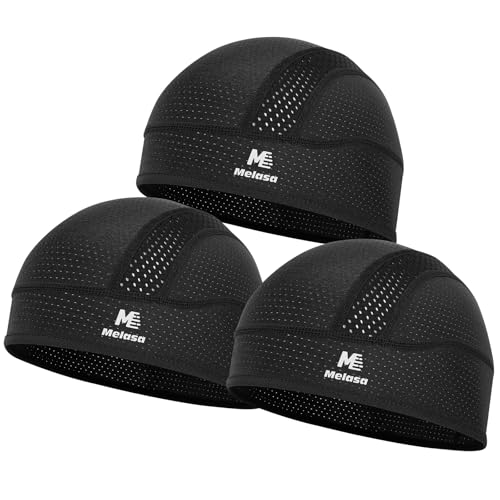 Cooling Skull Cap for Men - Breathable Mesh Sweat-Wicking Cycling Helmet Liner Black+Black+Black