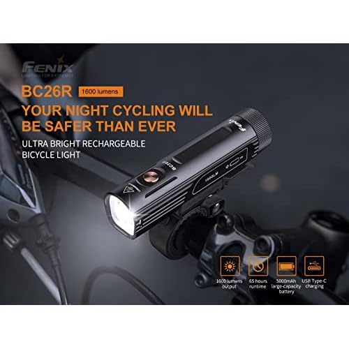 Fenix BC26R USB-C Rechargeable Bike Light,1600 Lumens Super Bright with LumenTac Organizer