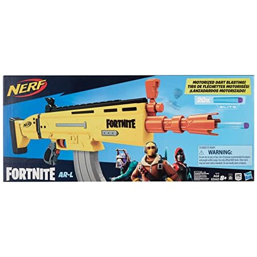 Fortnite AR-L Nerf Elite Dart Blaster - Motorized Toy Blaster, 20 Official Nerf Fortnite Elite Darts, Flip Up Sights - for Youth, Teens, Adults