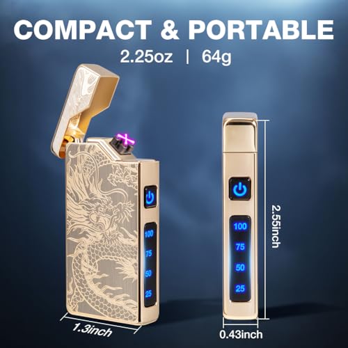 Rechargeable Plasma Dragon Lighter - Gold Variation - Wind & Splash Proof USB Electric Lighter