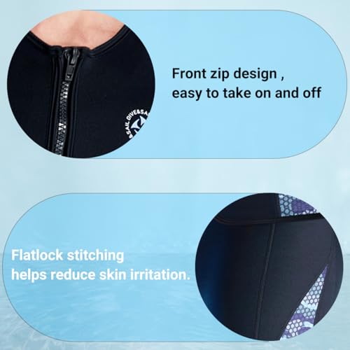 Men's Black 3mm Neoprene Wetsuit Vest Front Zip Sleeveless Diving & Surf Top - X-Large