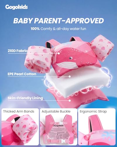 Toddler Swim Vest Pink Whale 24-33 Pounds - Kids Floaties Safety Vest