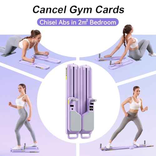 Pilates Board, Pilates Reformer Multifunctional Home Workout Equipment with Resistance Bands & LED Timer, Anti-Slip Design Machine, Core & Full Body Training Pilates Kit for Women and Beginners
