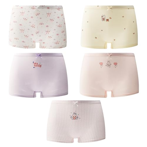Girls Cotton Underwear Soft Boy Shorts Panties Pack of 5 Bunny / 4-5