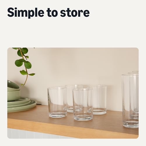 11 oz. Drinking Glasses Set - Thick Sturdy Glass, Round Shape, Dishwasher Safe, 4-Piece