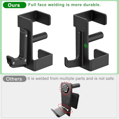 Heavy-Duty Power Rack J Hooks for 3x3 Inches with 1-Inch Holes - Black