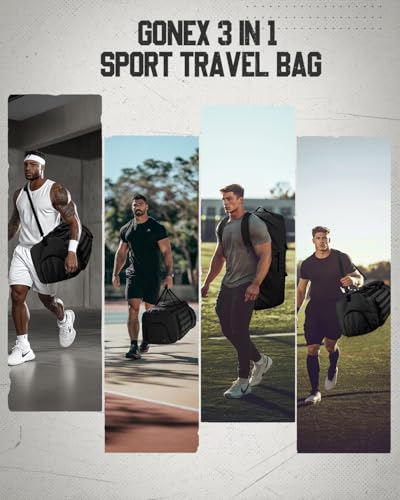 Gonex 90L Large Convertible Duffel Bag - Black Travel Sports Duffle