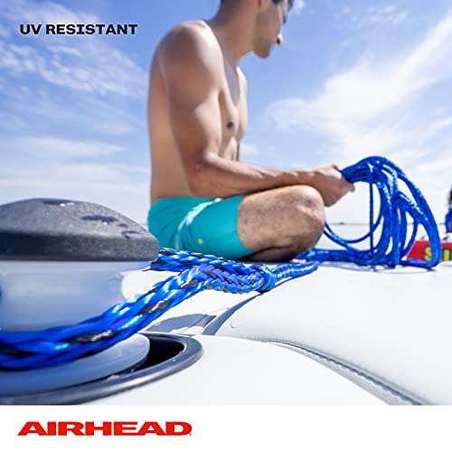 3 Person Heavy Duty Tow Rope for Tubes and Watersports - 16 Strand Polypropylene, UV Resistant, 60 ft, 3/8 Inch, 6,000 lb Break Strength with Rope Keeper