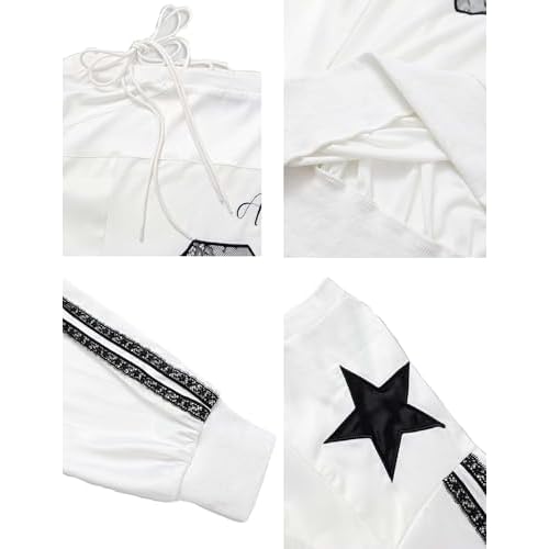 Aelfric Eden Off The Shoulder Lace Embroidery Sweatshirt Long Sleeve Y2K jersey Sweatshirts Oversized Baggy Pullover Top