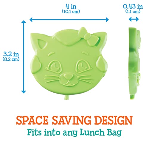 Katerina Kitty Cat Hard Ice Packs Set of 3 - Slim Reusable Cooler Freezer Packs for Kids Lunch