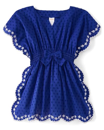 Girls Toddler Short Sleeve Swim Coverup Navy Narrow Size 10 - Beach Dress