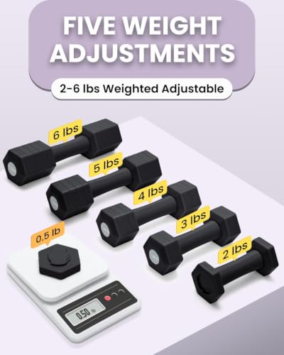 Black 12 lb Adjustable Dumbbell Set with Soft Rubber Handles - 4-in-1 Fitness Weights for Women Men