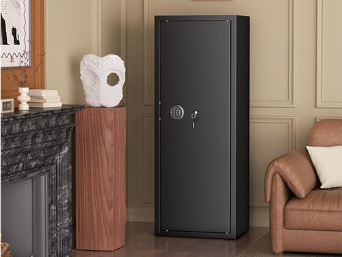 Greenvelly 10 Rifles Gun Safe, Quick Release Gun Safe with Adjustable Shelves and Rifle Rack, Locking Gun Cabinet for rifles and pistols,Home office,Shotgun(Assembly Required, Black)