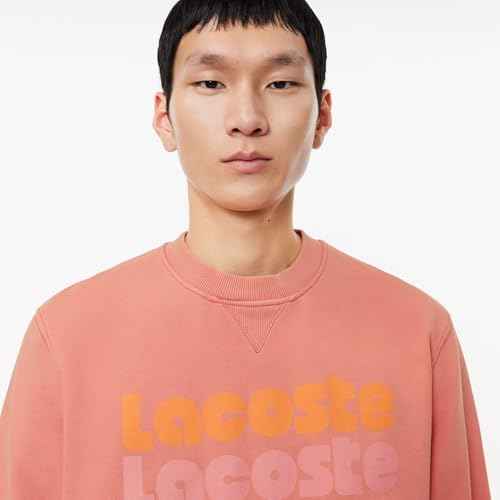 Lacoste mens Relaxed Fit Sweater W/Hood and Graphics on Back