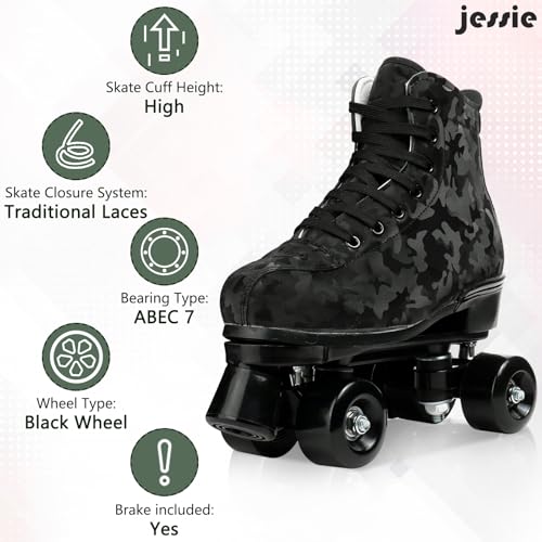 Outdoor Light Up Roller Skates Women Men Youth Black Camo - 43-US Size 10