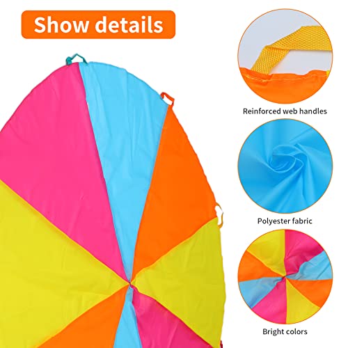 10ft Play Parachute Toy for Kids - Rainbow Multicolor Group Play