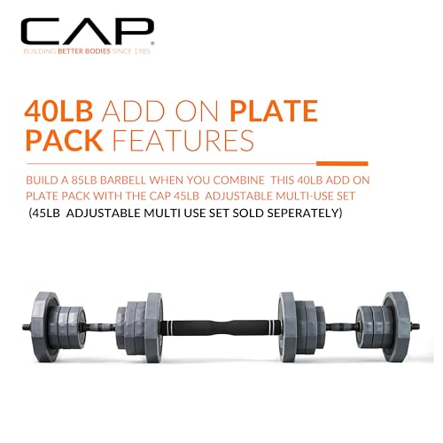 CAP Adjustable Weight Set 40 lb Plate Pack Addon for Home Gym Fitness