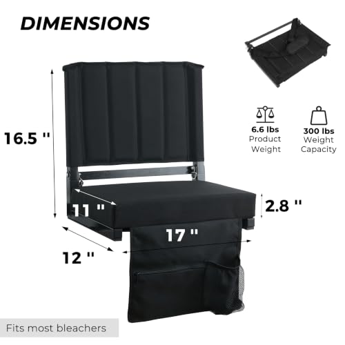 Sport Beats Stadium Seat with Back Support, Folding Bleacher Chair - Navy Blue, 1