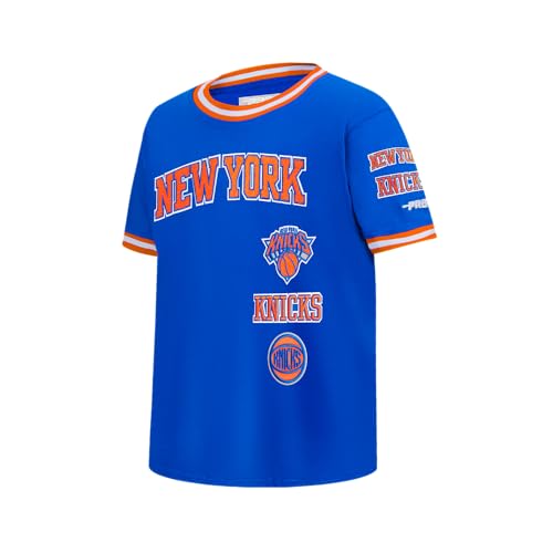 NBA Retro Cotton Taping T-Shirt for Boys - New York Knicks Small Royal Blue/Orange
