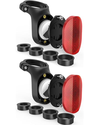Bike AirTag Holder Waterproof Seatpost Reflector Mount 2-Pack Black
