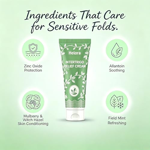 Helora Intertrigo Cream for Sensitive Skin Folds - Soothes Irritation & Friction Relief, 2 oz