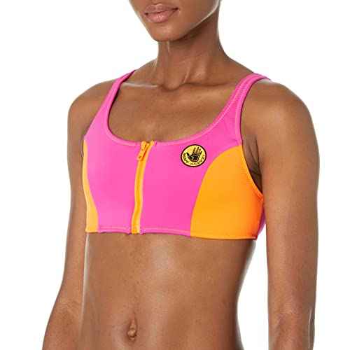 Body Glove Women's Standard 80's Throwback You Spin Me Zip Front Bikini Crop Top Swimsuit
