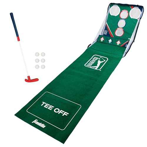Franklin Sports PGA Whirlball Putting Green Golf Game - Golf Putter Game Set with Whirlball Target + Putting Matt - Adjustable Putter & 6 Foam Balls - Fun Indoor Set for Adults + Kids