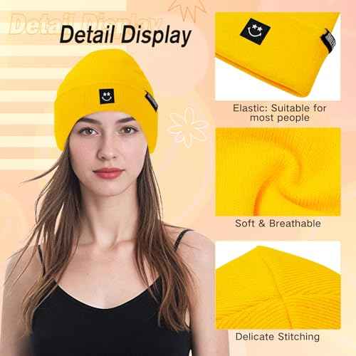 American Trends Beanie for Men Women Soft Winter Beanie Hat Cute Smiley Face Knit Hat Warm SmileyWorld¢ç