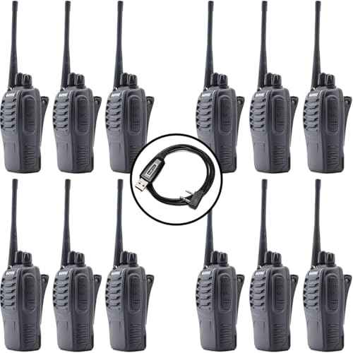 Baofeng Radio 888S Walkie Talkies Rechargeable Walkie-Talkies Long Range with Earpieces for Adults, 2 Way Radios Kids walkie talkies 12 Pack with one Programming Cable