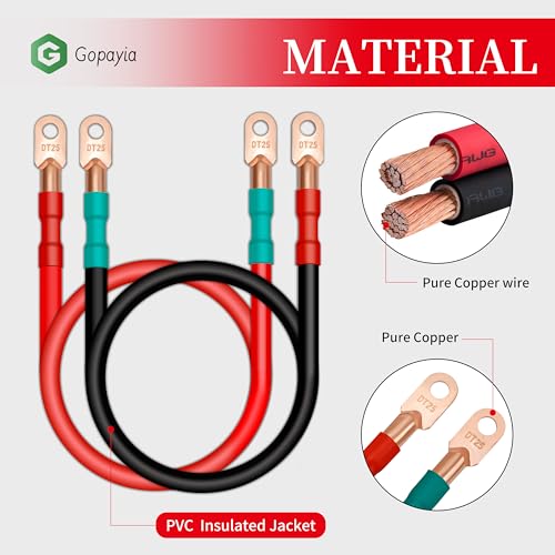 9-inch 4 AWG Golf Cart Battery Cables for EZGO TXT 1994-UP 36V/48V Pure Copper Wire