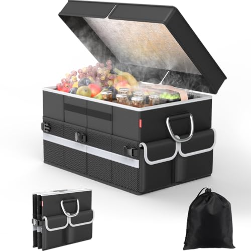 Insulated Cooler Bag - 45 Can Capacity, Keeps Cold 8H & Warm 7H, Portable Travel Cooler - Jet Black