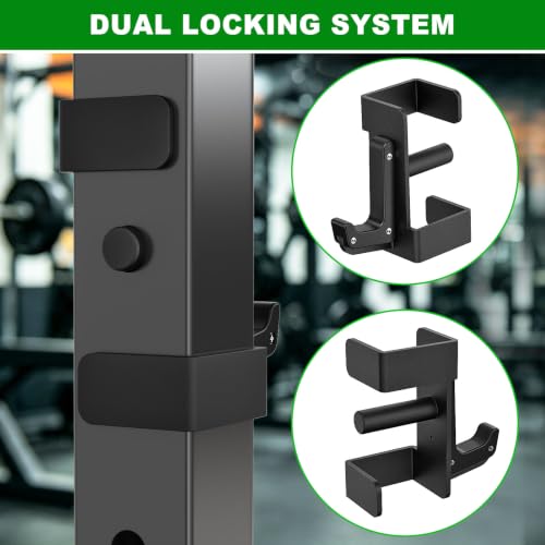 Heavy-Duty Power Rack J Hooks for 3x3 Inches with 1-Inch Holes - Black